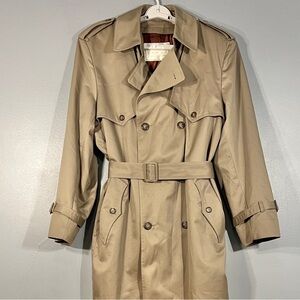 Vintage London Fog Towne Overcoat Trench Coat Size 40L Removable Fur Liner MINT